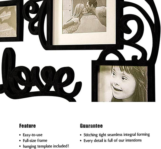 Jerry & Maggie - Photo Frame | Plaque College Frame - Valentine Wall Decoration Combination - Brown PVC Picture Frame Selfie Gallery Collage W Wall Hanging Mounting Design | Love Heart Shape