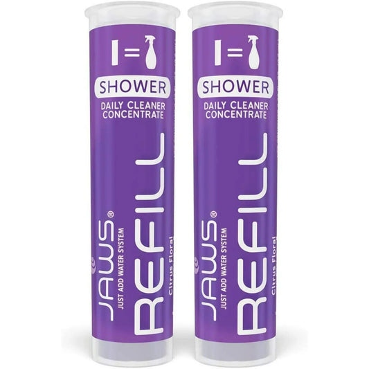 JAWS Cleaner Shower Cleaner Bottle with 2 Refill Pods. Refillable Cleaning Supplies.