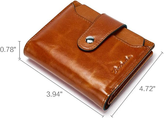 BOSTANTEN Women Leather Wallet RFID Blocking Small Bifold Zipper Pocket Wallet Card Case Purse with ID Window