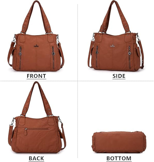 Angel Kiss Handbags for Womens Top-Handle Hobo Purse Roomy Casual Shoulder Bags PU Tote Satchel Purse for Women