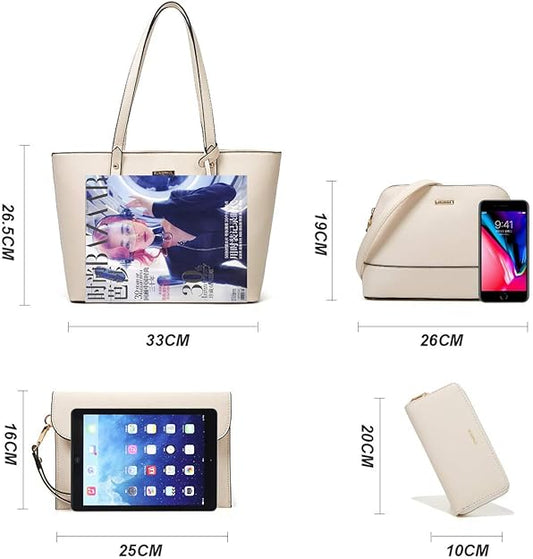 Women Fashion Handbags Wallet Tote Bag Shoulder Bag Top Handle Satchel Purse Set 4pcs