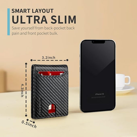 RUNBOX Novelty Wallet for Men Slim 11 Credit Card Holder Slots Leather RFID Blocking Small Thin Men's Wallet Bifold Minimalist Front Pocket Large Capacity Gift Box