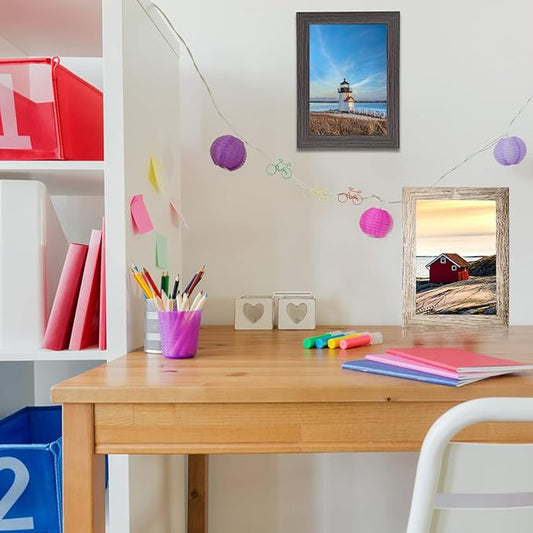 4x6 Picture Frames Set of 8, Rustic Picture Frames Multi Wood-Color,Vertical and Horizontal Formats for Wall Hanging and Tabletop Display,Perfect for Rustic Home & Office Decor