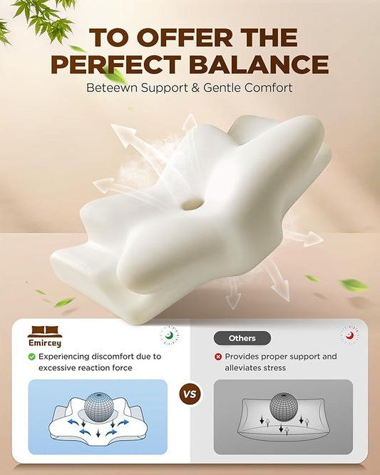 Dream Without Pain Cervical Neck Pillow for Sleeping, Ergonomic Side Sleeper Pillows for Adults, Cooling Orthopedic Pillow for Neck Relief Support, Memory Foam Pillows Back Stomach Sleepers