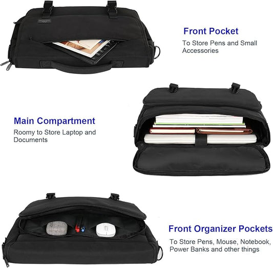 MATEIN Messenger Bag for Men, Briefcases Lightweight Men's Laptop Bag 15.6 inch Water Resistant Crossbody School Satchel Bags Computer Work Office Bag with Shoulder Strap, Black