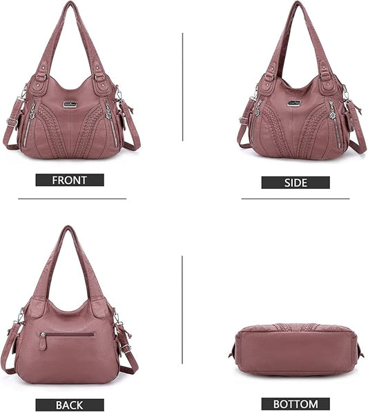 Purses and Handbags Women Fashion Tote Bag Shoulder Bags Top Handle Satchel Purses Washed Synthetic Leather Handbag