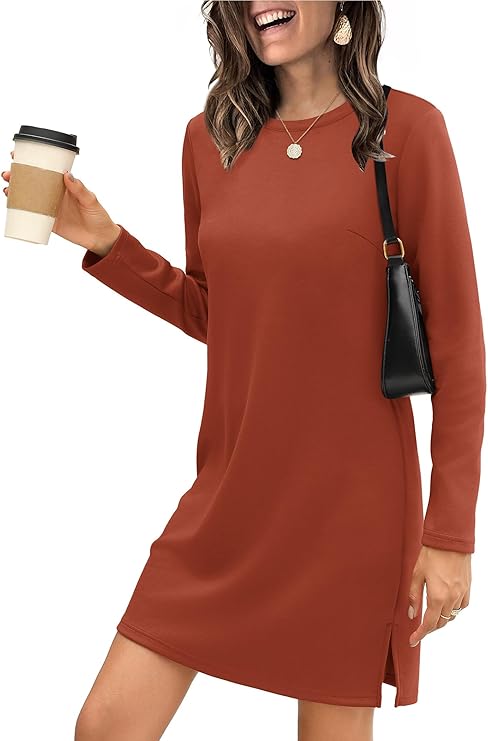 SAMPEEL Dresses for Women 2025 Casual Long Sleeve Cozy Tshirt Dress Fashion Fall Outfits