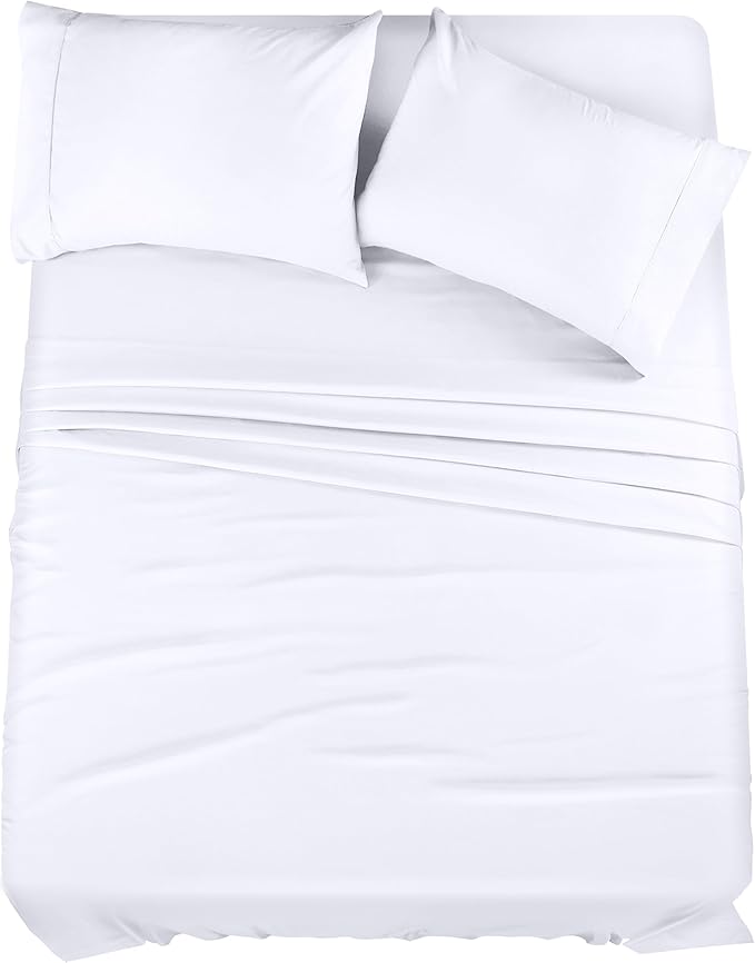 Utopia Bedding Queen Sheet Set 4 Piece Bed Sheets for Queen Size Bed, Hotel Luxury, Extra Soft, Cooling Bed Sheets - Wrinkle, and Fade Resistant (White)
