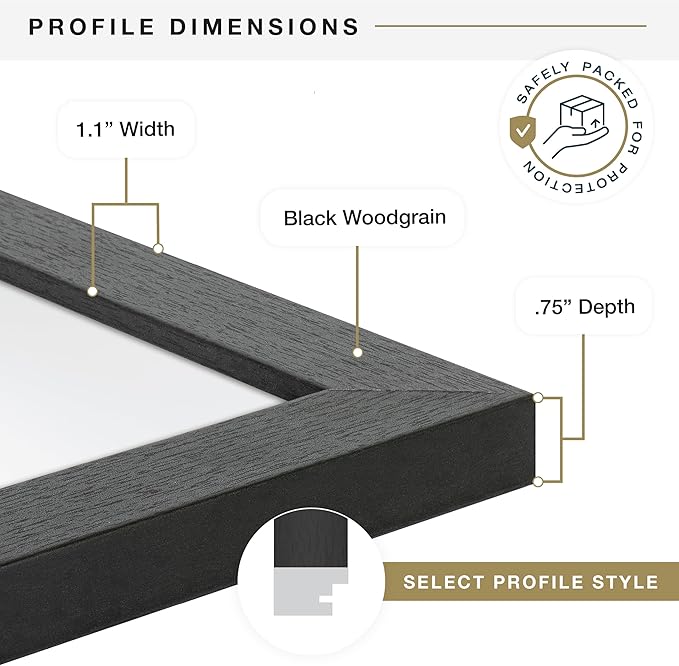 MCS Studio Gallery 18x24 Poster Frame Black Woodgrain