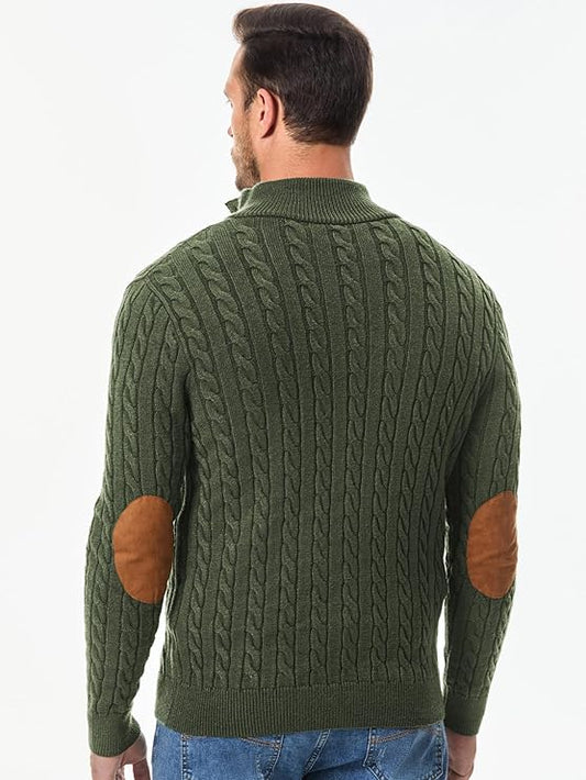 JMIERR Men's Cable Knit Pullover Sweater Casual Long Sleeve