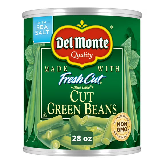 Del Monte Blue Lake Cut Green Beans, Soft, Canned Vegetables, 28 oz Aluminum Can