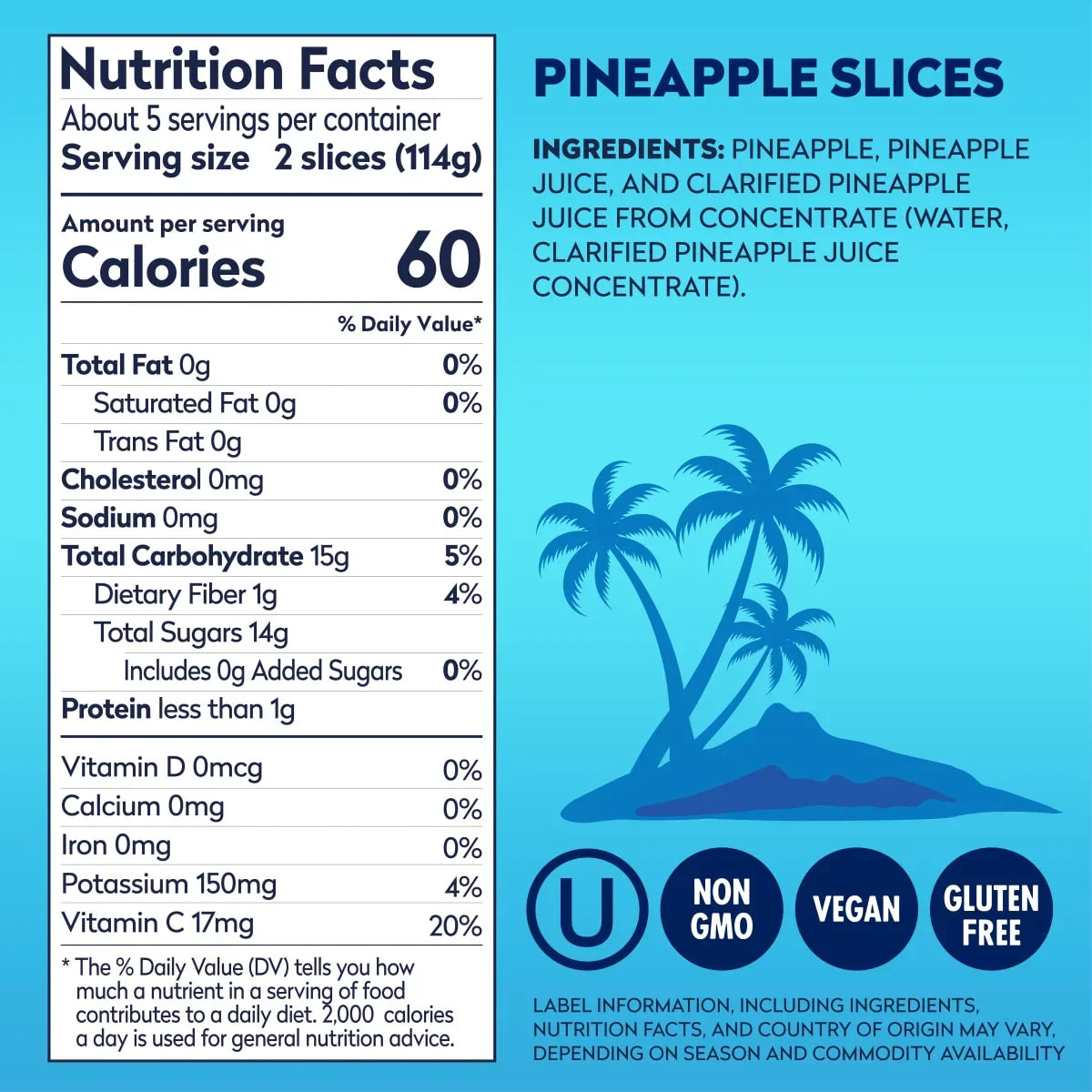 Dole Pineapple Slices in 100% Pineapple Juice, 20 oz Can
