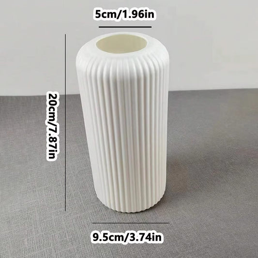 Striped Ceramic-Like Plastic Vase for Flowers, Decorative Floral Arrangement Display, Creative Little Flower Vase