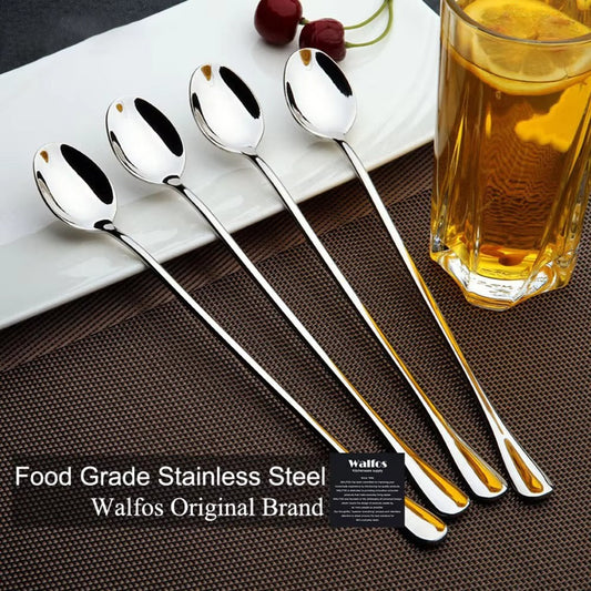 6PC Stainless Steel Coffee Spoon Long Handle Ice Cream Dessert Tea Spoon 19.5x2.8cm For Picnic Drinkware Tableware KitchenSupply
