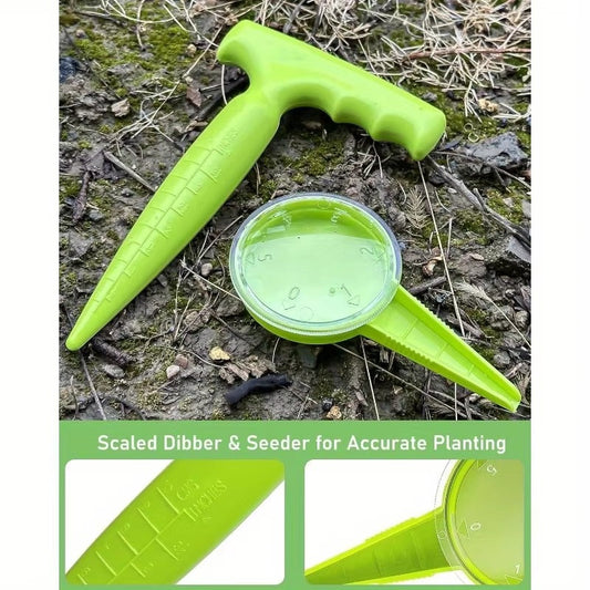 Seed Planter Tool with Dibber and Seed Dispenser Precise Planting for Small Seeds Manual Garden Seeder for Home Gardening and Gr