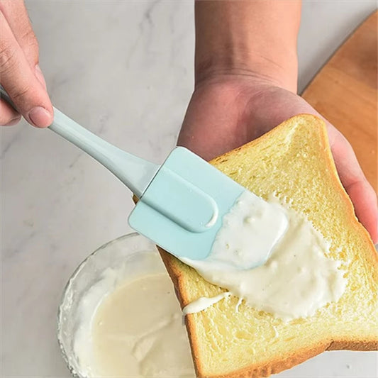 3Pcs Non-Stick Silicone Cream Scraper Bread Cake Butter Spatula Mixer Oil Brush With PP Handle