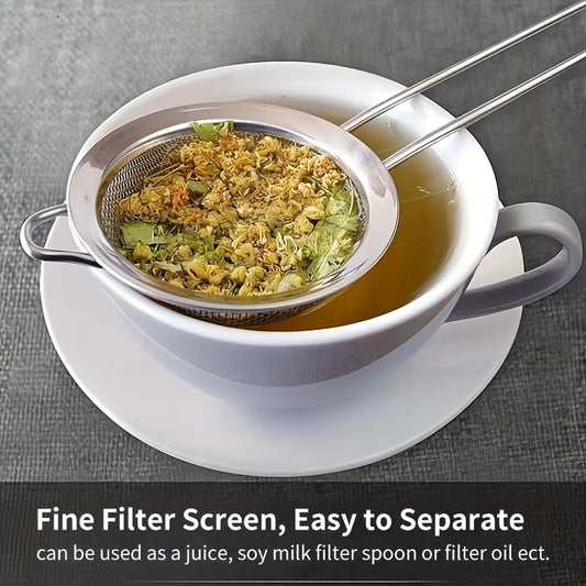 3pcs Fine Mesh Strainers Set Stainless Steel Multipurpose Flour Sieve Sifter With Handle Perfect For tea Flour Egg Kitchen Tool