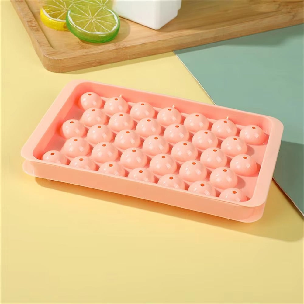 3D Round Ice Cube Tray With Lid Ice Ball Creative Homemade Ice Compartment Ice Cube Model 33 Compartment Ice Ball Box Ice Cream