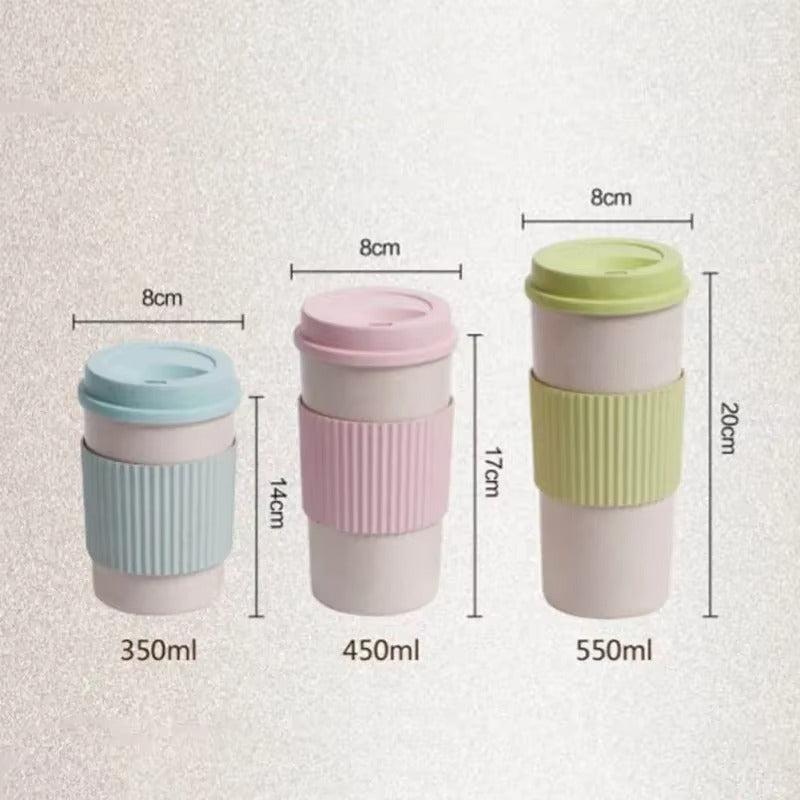 350| 450| 550ml Wheat Straw Coffee Cup Portable