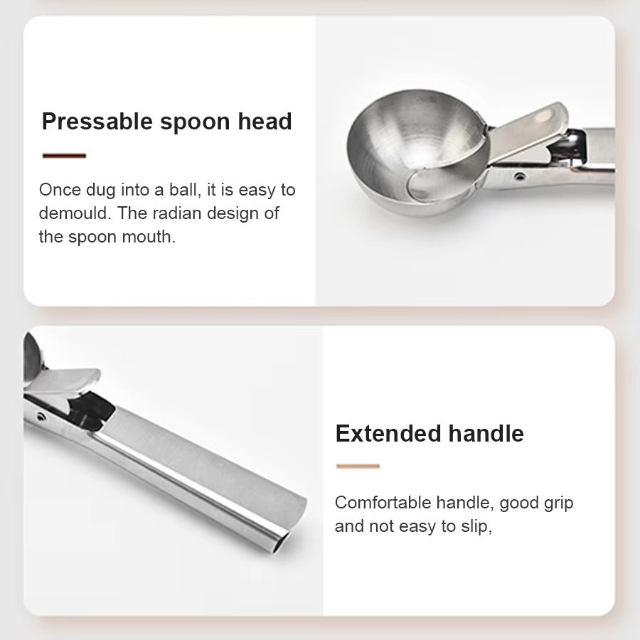 Stainless Steel Dual-purpose Ice Cream Scoop Ice Cream Scooper Multifunctional Fruit Scoop Kitchen Supplies