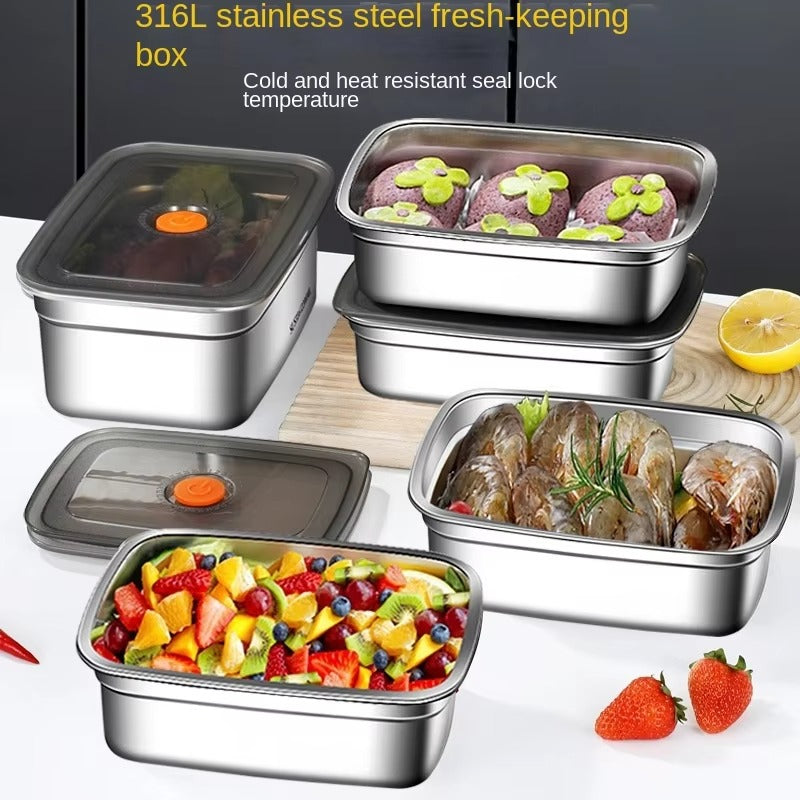316 Stainless Steel Crisper, Lunch Box, Sealed Leak-proof Bento Box, Refrigerator Freezer Storage Box, Camping Lunch Box