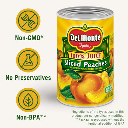 Del Monte Yellow Cling Sliced Peaches, Canned Fruit, 15 oz Can