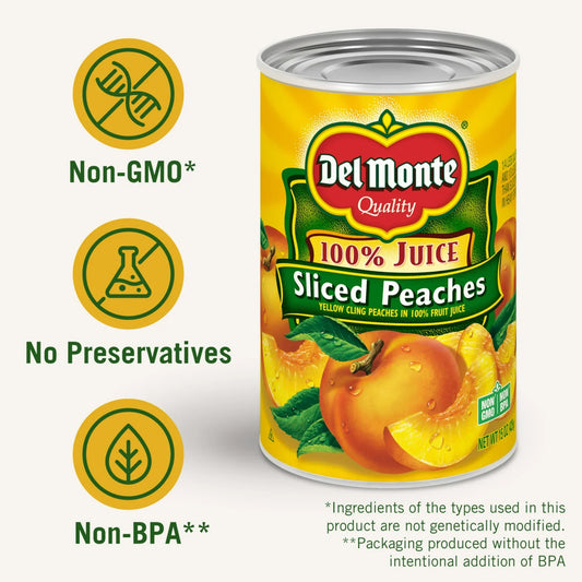 Del Monte Yellow Cling Sliced Peaches, Canned Fruit, 15 oz Can