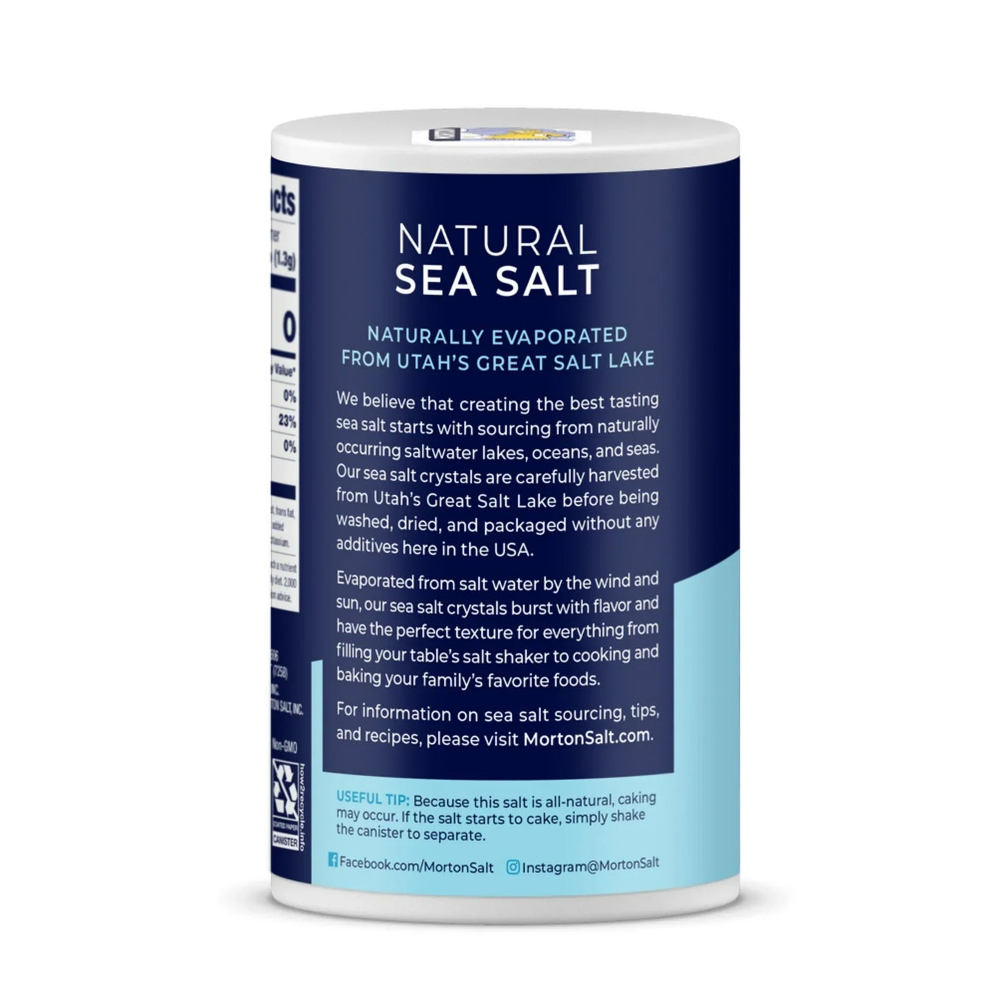 Morton® Sea Salt, Natural All-Purpose, 26 oz Round Can