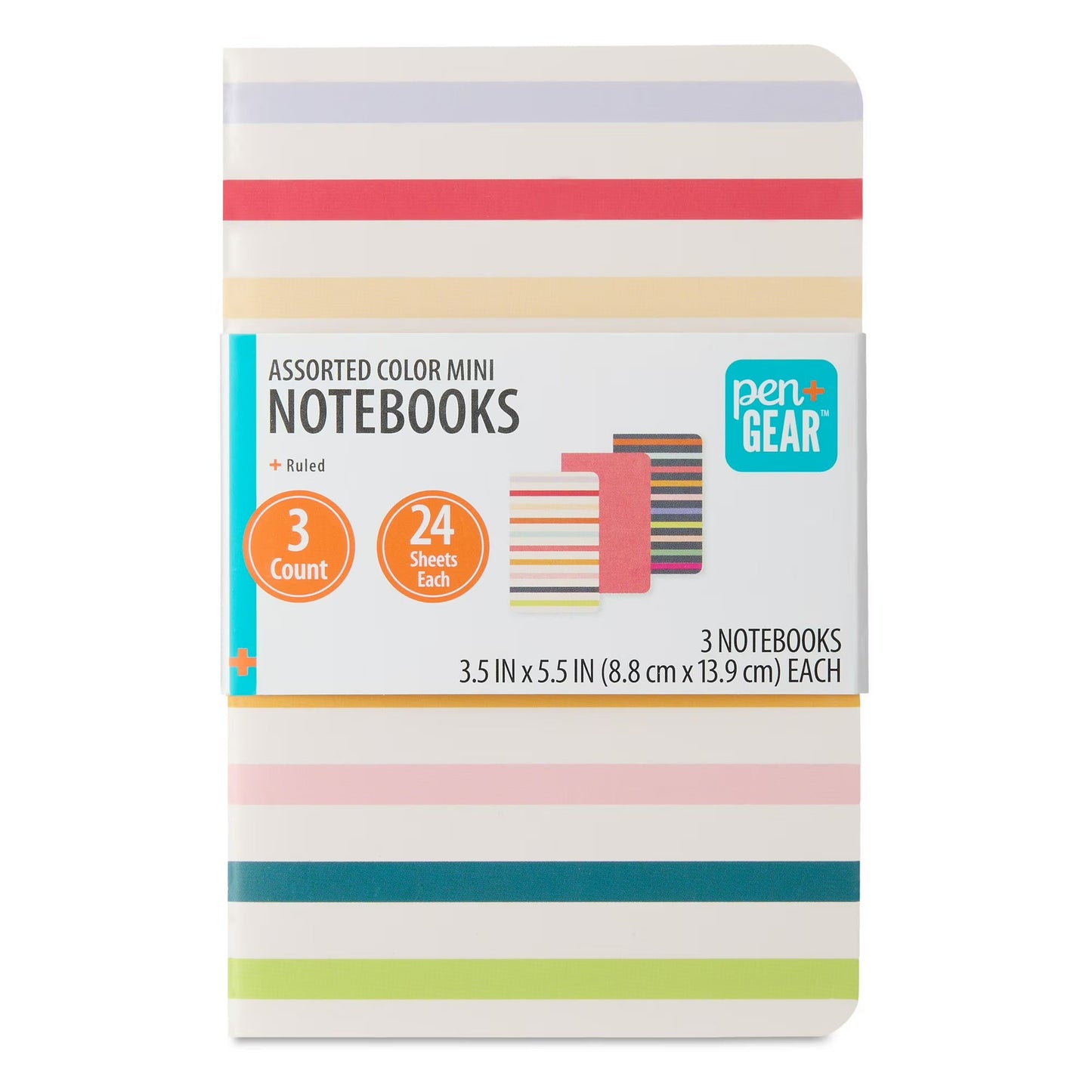 Office Pen+Gear Assorted Color Mini Notebooks, 3.5" x 5.5", 144 Ruled Pages, 3 Count