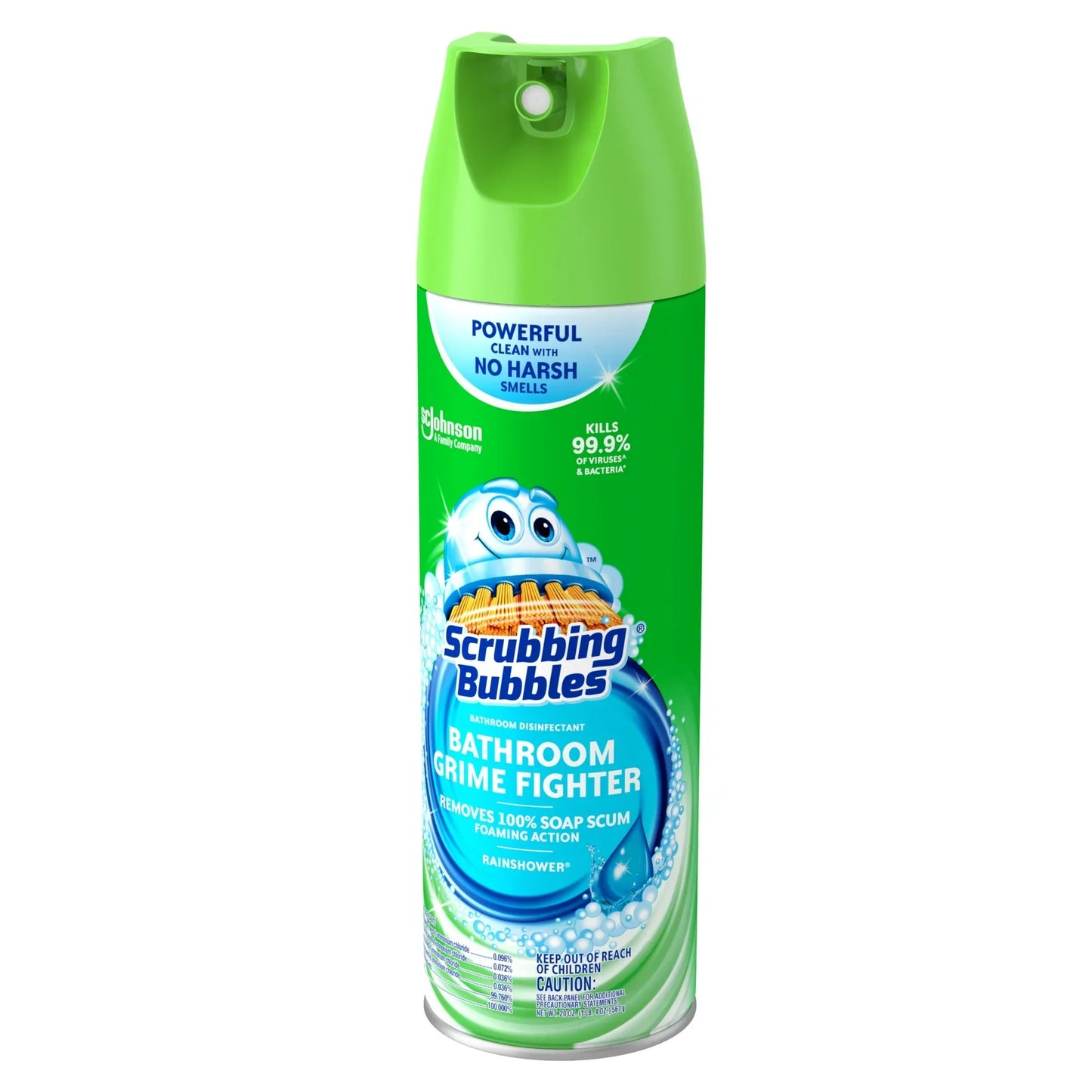 Scrubbing Bubbles Bathroom Grime Fighter Disinfectant Cleaner Aerosol, Rainshower, 20 oz, 1 Count