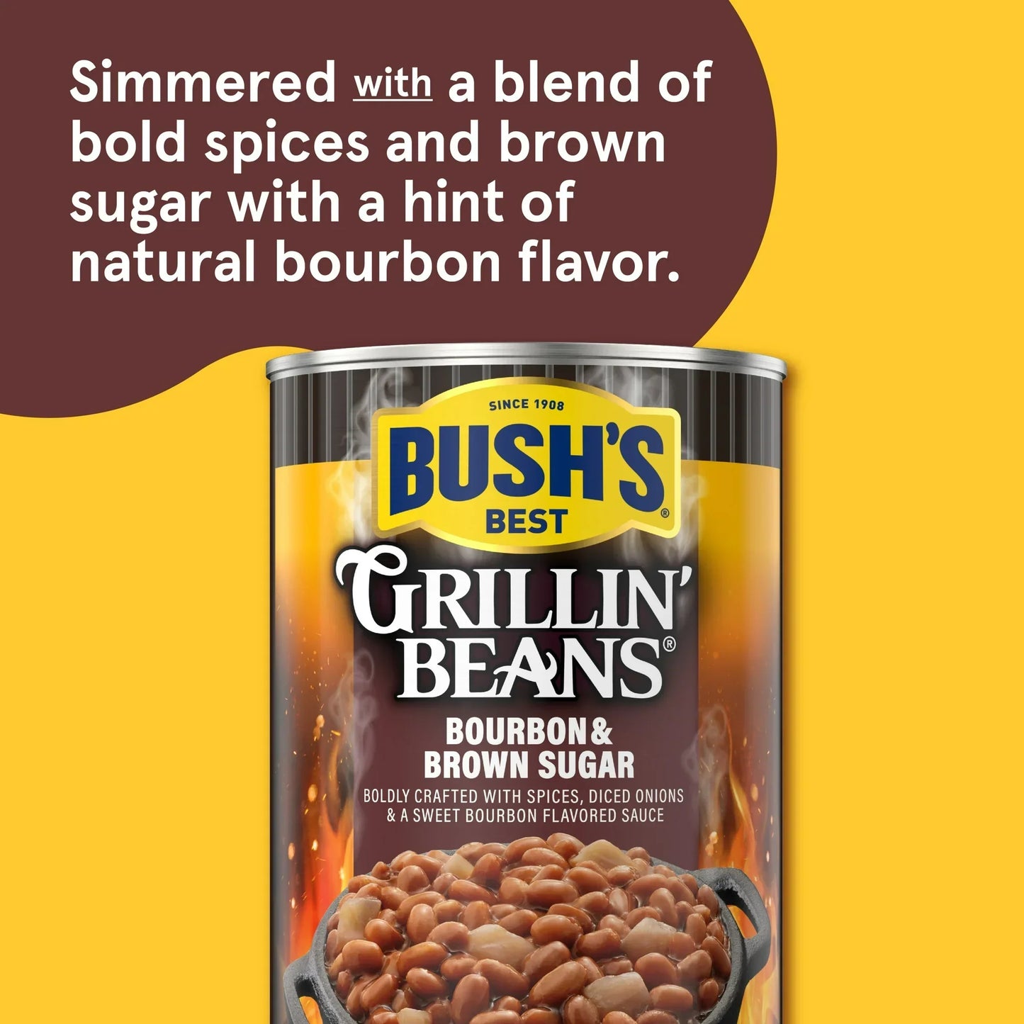 Bush's Bourbon and Brown Sugar Grillin' Beans, Canned Navy Beans, 22 oz