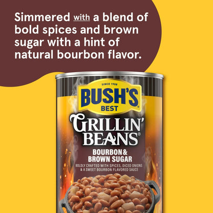Bush's Bourbon and Brown Sugar Grillin' Beans, Canned Navy Beans, 22 oz