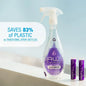 JAWS Cleaner Shower Cleaner Bottle with 2 Refill Pods. Refillable Cleaning Supplies.