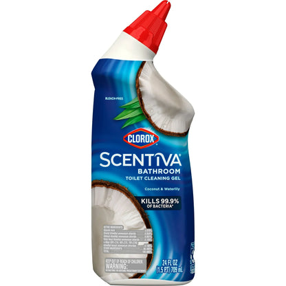Clorox Scentiva Bathroom Toilet Cleaning Gel, Coconut and Waterlily, 24 Fluid Ounces