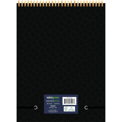 Office Mintgreen Spiral Top Writing Pad, 8"x 10.75", Professional Series - Black, 80 sheets