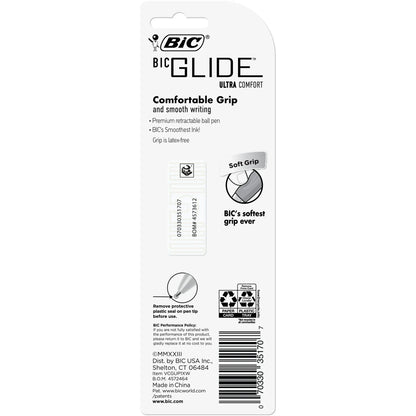 BIC Glide Comfort Retractable Ball Pen, Medium Point, 1.00 mm, Black Ink, 1 Count