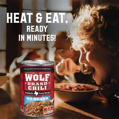 WOLF BRAND Chili No Beans, Chili Without Beans, 15 oz Can