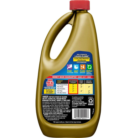 Pro-Strength Drain Cleaning Clog Remover, Full Clog Destroyer, 32 Oz