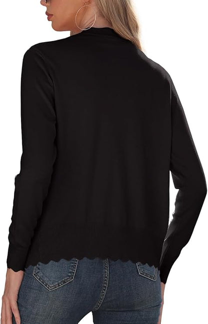 Women's Long Sleeve V-Neck Button Down Cardigan Shrugs Sweater