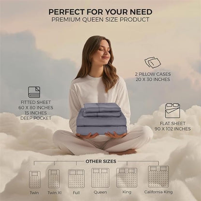 Utopia Bedding Queen Sheet Set – 4 Piece Bed Sheets for Queen Size Bed, Soft and Breathable Microfiber, Includes 1 Fitted Sheet, 1 Flat Sheet and 2 Pillowcases (Grey)