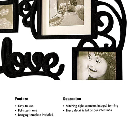 Jerry & Maggie - Photo Frame | Plaque College Frame - Valentine Wall Decoration Combination - Brown PVC Picture Frame Selfie Gallery Collage W Wall Hanging Mounting Design | Love Heart Shape