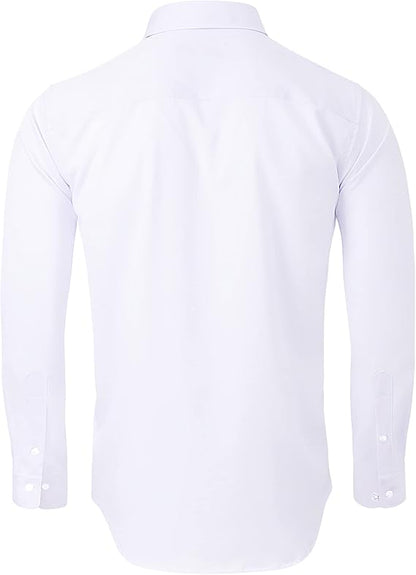 Alimens & Gentle Men's Dress Shirts Long Sleeve Wrinkle-Free Stretch Shirts Solid Formal Button Down Shirt with Pocket