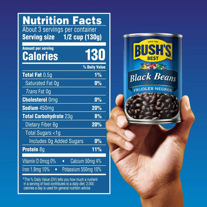 Bush's Black Beans, Canned Beans, 15 oz