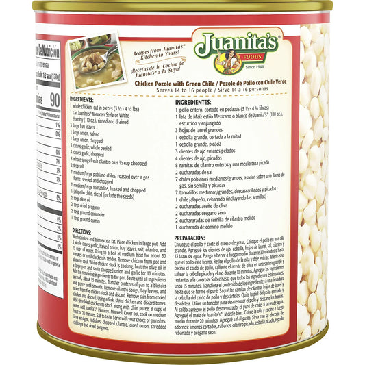 Juanita’s Foods Mexican Style Hominy, 110 oz, Can