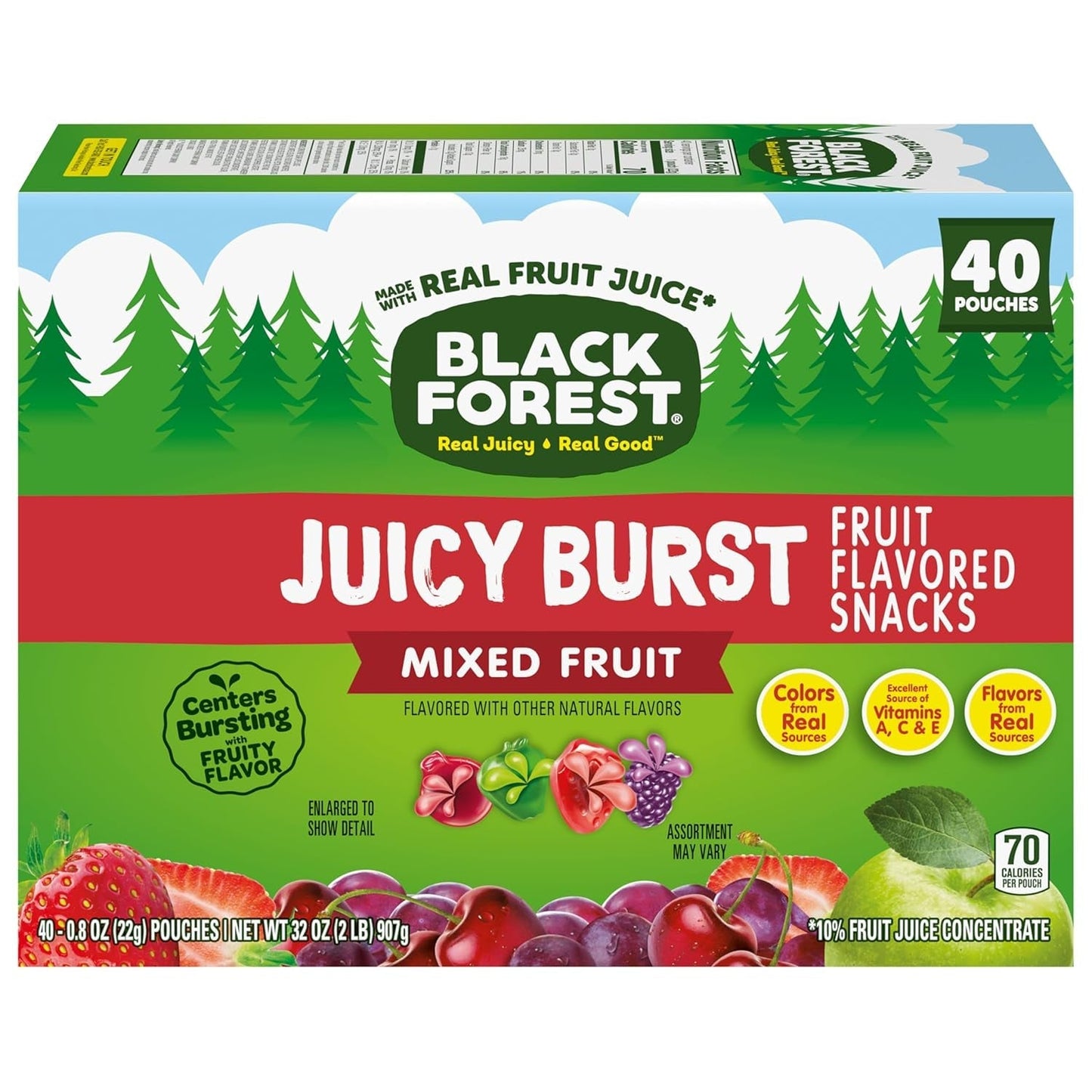 , Juicy Burst, Fruit Flavored Snacks, Mixed Fruit Flavors, a Juicy Burst of Natural Flavors, Made with Real Fruit Juice, 0.8 Oz 40 Ct