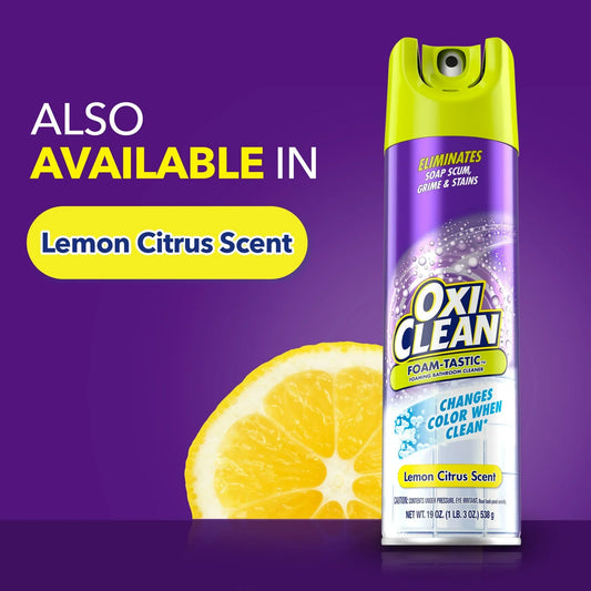 OxiClean Foam-Tastic Foaming Bathroom Cleaner, Removes Soap Scum, Grime & Stains, Fresh Scent, 19 oz
