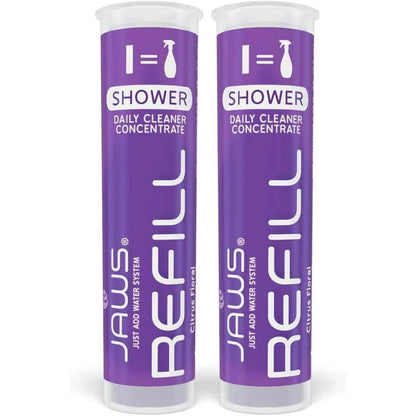 JAWS Cleaner Shower Cleaner Bottle with 2 Refill Pods. Refillable Cleaning Supplies.
