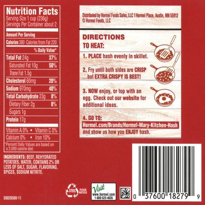 MARY KITCHEN Corned Beef Hash, Canned Corned Beef, Shelf-Stable, 14 oz Steel Can