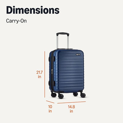 Basics 21" Hardside Carry-On Luggage, Hardshell Suitcase With Wheels, Expandable For Up to 25% More Space, With Scratch-Resistant Surface, Four Multi-directional Wheels, Navy Blue