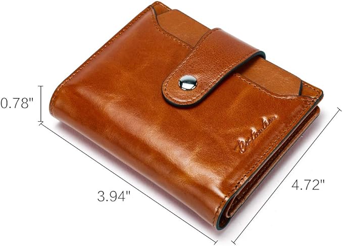 BOSTANTEN Women Leather Wallet RFID Blocking Small Bifold Zipper Pocket Wallet Card Case Purse with ID Window